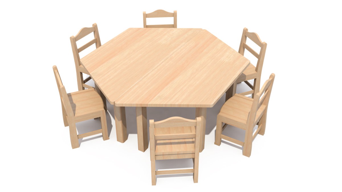 Kindergarten desk and chairs (5) Escritorio y sillas de guardería (5)
