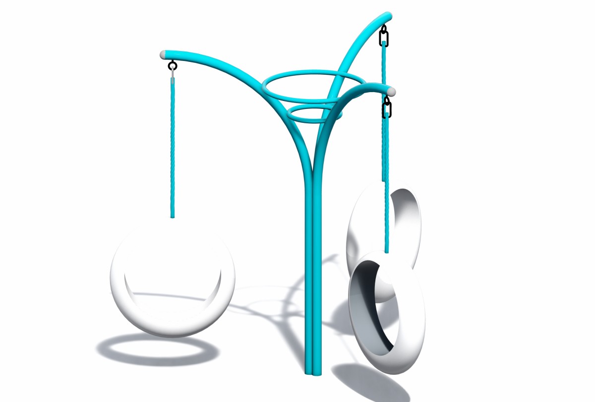 Outdoor playground swing with moon seat (3) Columpio de juegos al aire libre con asiento lunar (3)