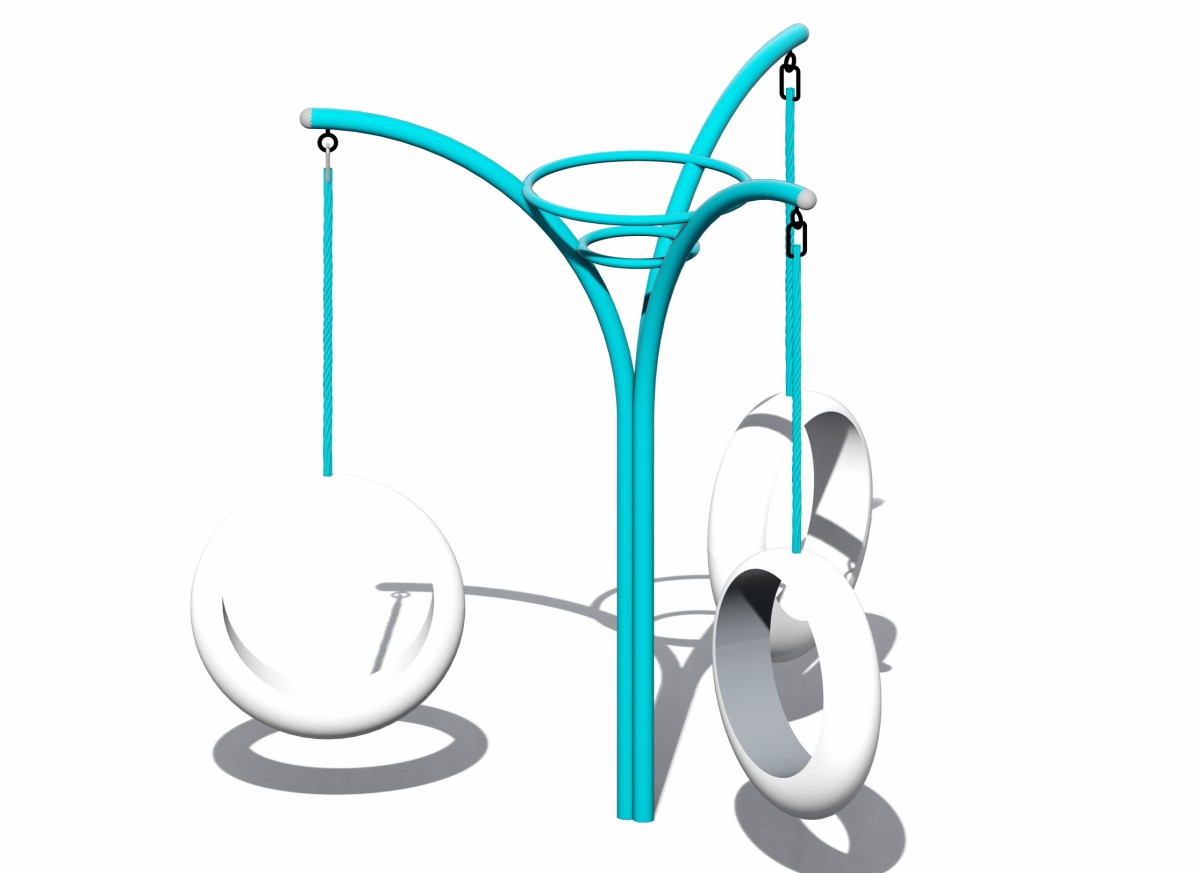 Outdoor playground swing with moon seat (4) Columpio de juegos al aire libre con asiento lunar (4)