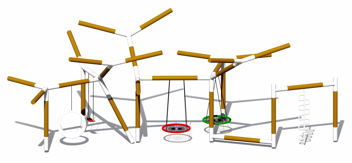 Tree branch shape outdoor swing (4) Columpio exterior con forma de rama de árbol (4)