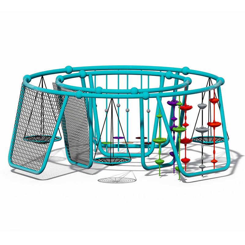 outdoor swing set with climbing wall (1) columpio exterior con rocódromo (1)