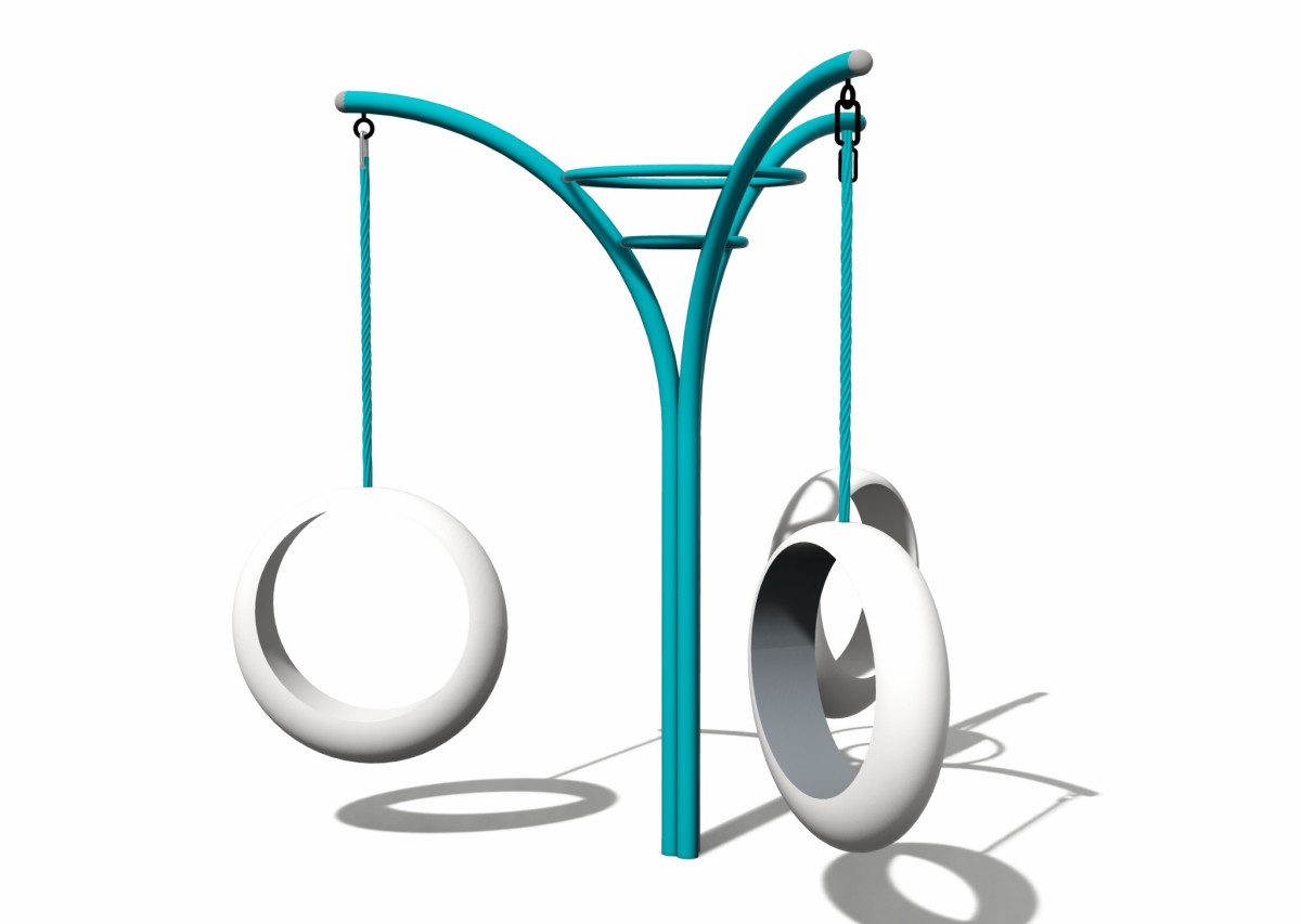 Outdoor playground swing with moon seat (2) Columpio de juegos al aire libre con asiento lunar (2)