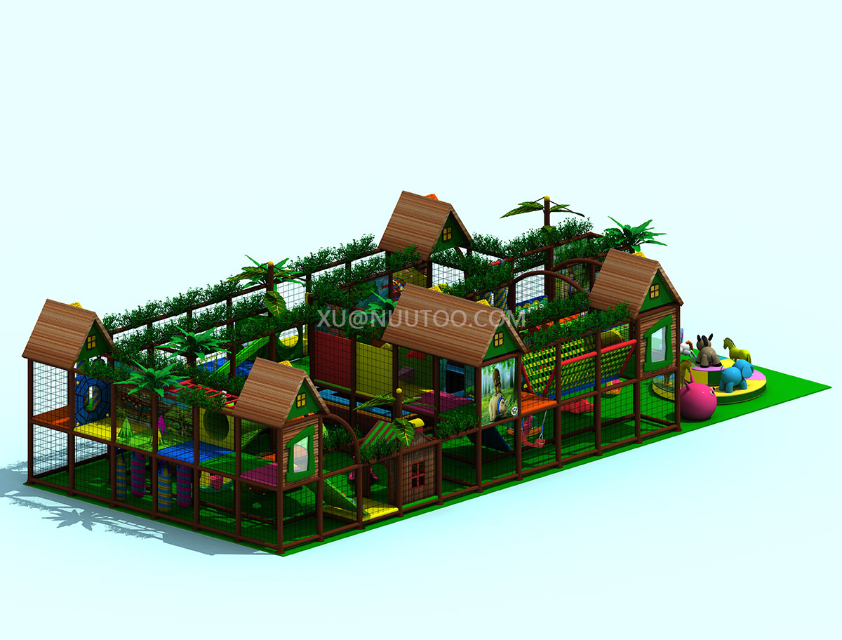 Parque infantil interior suave para niños con tema de la selva china (4)