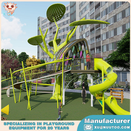 El fabricante de equipos de juegos crea un paisaje con temas forestales