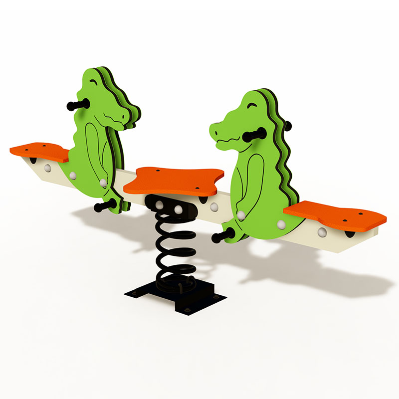 Balancines de resorte de doble asiento con temática de cocodrilo