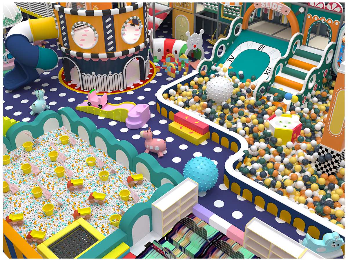 9.Patio de juegos con laberinto en colores pastel y macarrones coloridos (7)