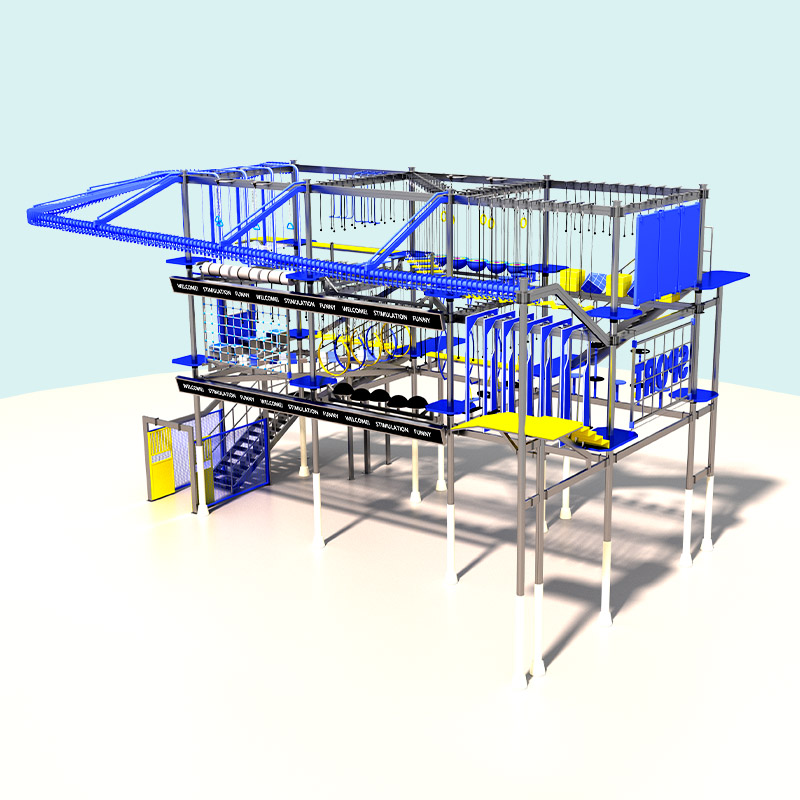 Curso comercial de cuerdas altas bajo techo para centros comerciales y campamentos juveniles
