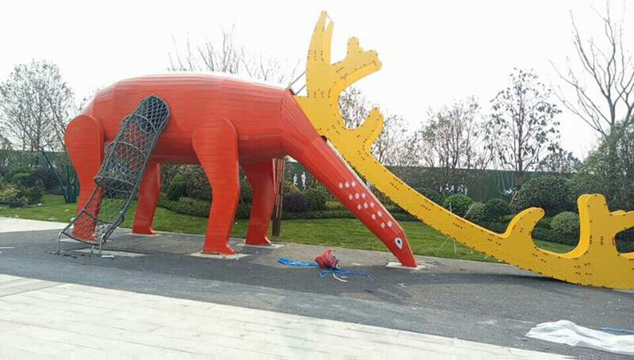 Tobogán de acero inoxidable + tobogán + parque infantil exterior.