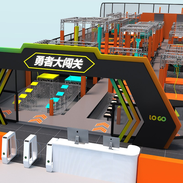 Equipo de parque deportivo cubierto: Conjunto de desafío de obstáculos valientes de Ninja Warrior