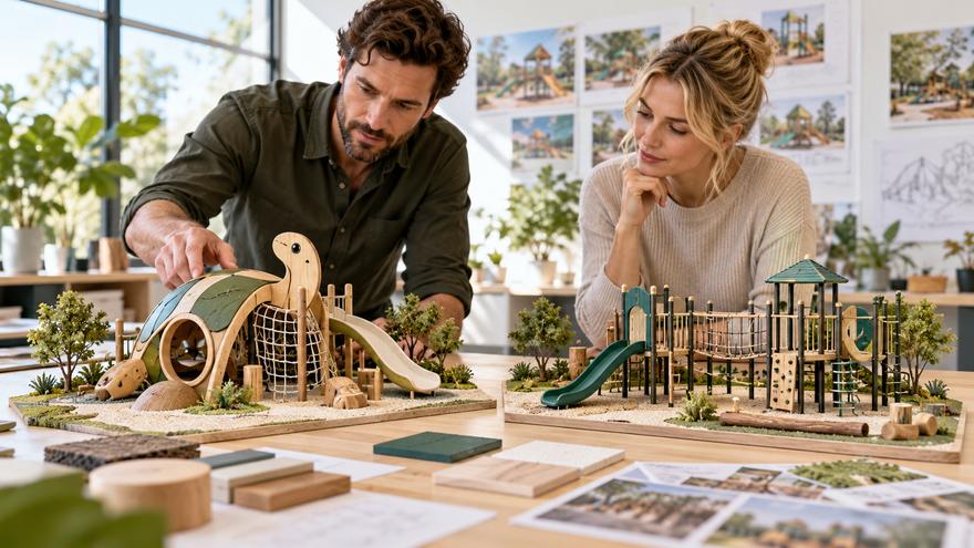 Concepto de comparaci&oacute;n de parques infantiles personalizados y modulares
