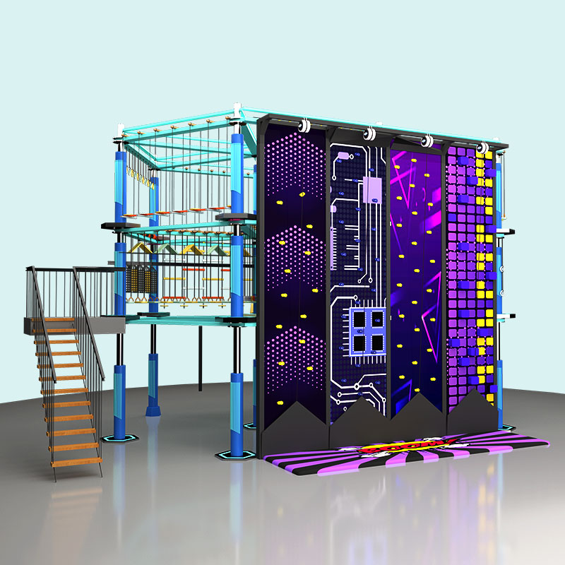 Curso de cuerdas altas bajo techo - Proveedor de juegos de aventura en centros comerciales