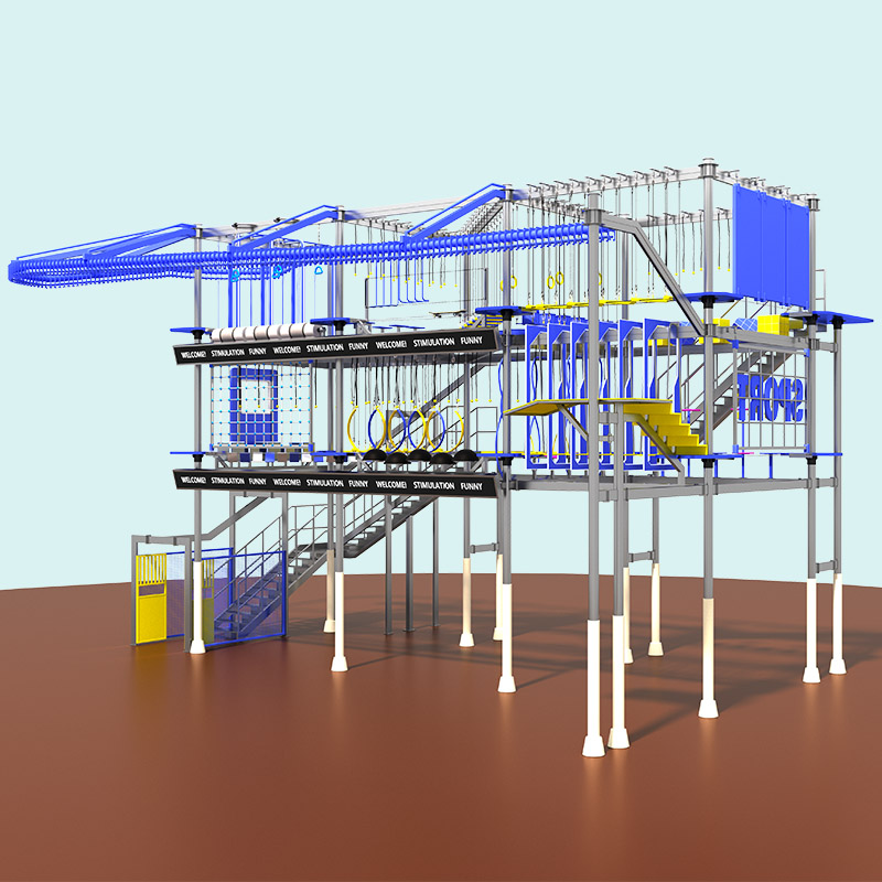 Curso comercial de cuerdas altas bajo techo para centros comerciales y campamentos juveniles