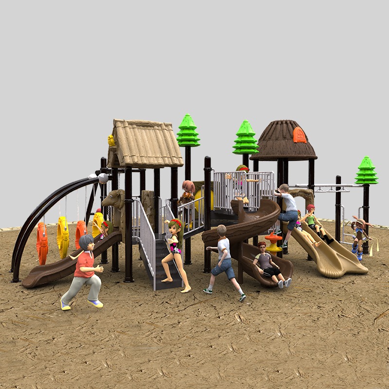 Patio de juegos de diapositivas al aire libre personalizable con la serie Thatch