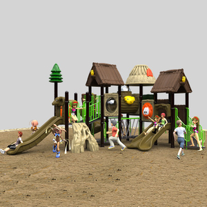 Tobogado de juegos al aire libre duradero con diseño de techo de paja