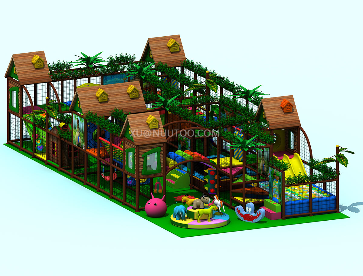 Parque infantil interior suave para niños con tema de la selva china (1)