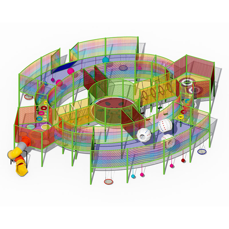 Juego de trampolín de cuerda y muro de escalada para niños
