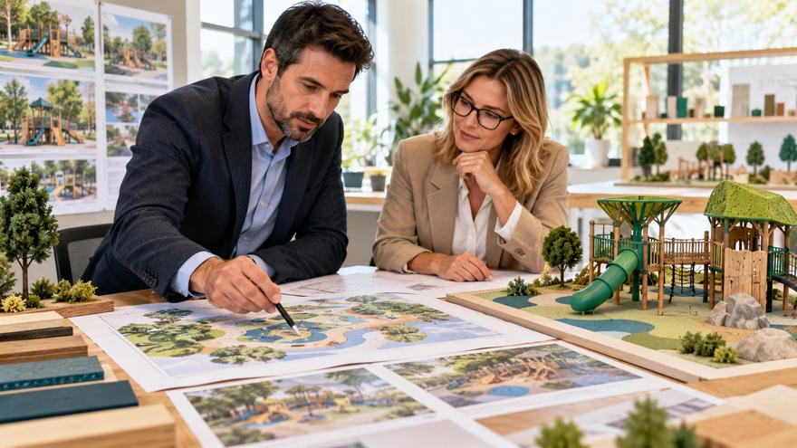 Concepto de revisi&oacute;n de cotizaci&oacute;n de parque infantil personalizado