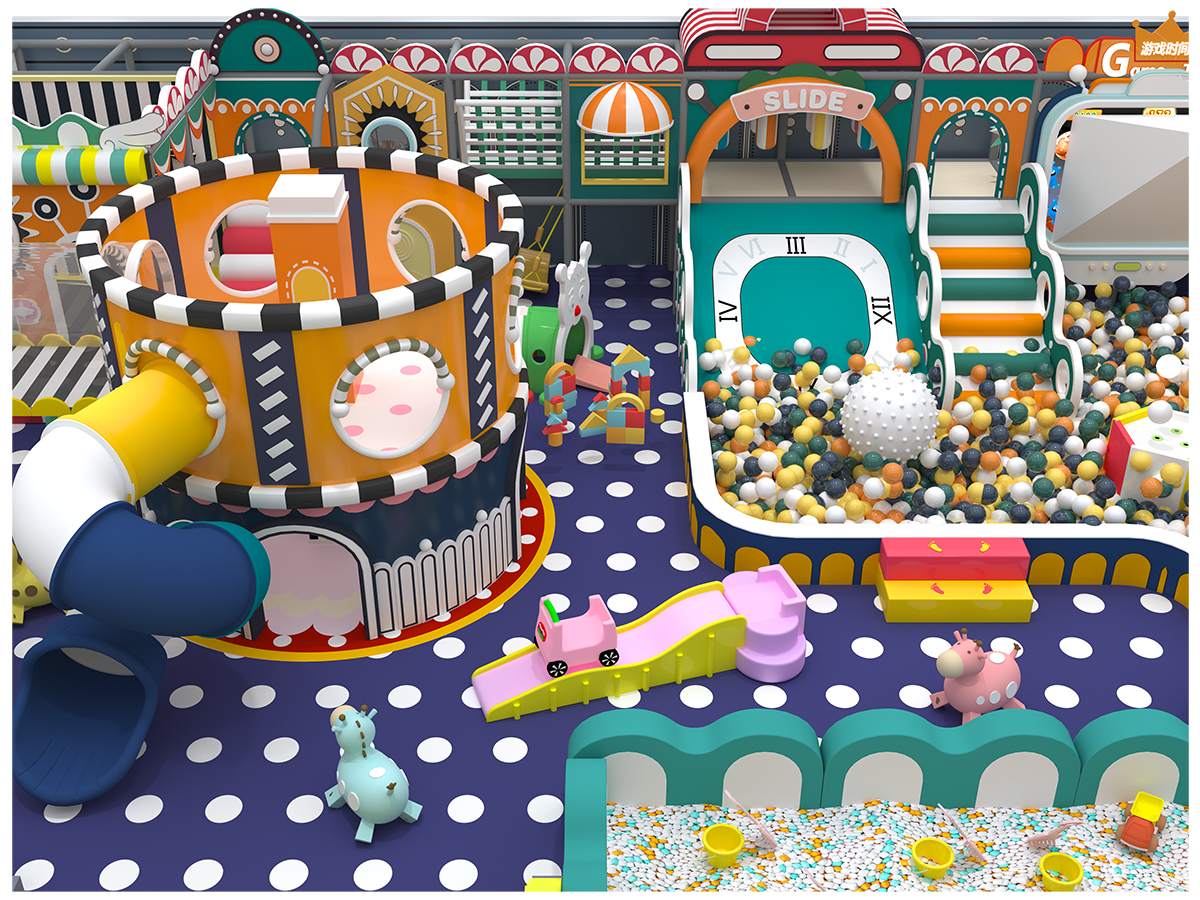 9.Patio de juegos con laberinto en colores pastel y macarrones coloridos (1)