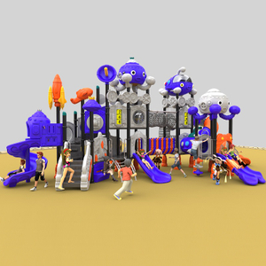 Safe Outdoor Playground con toboganes de juegos con cohetes