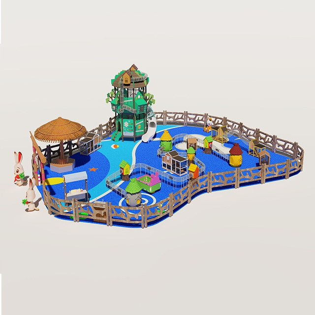 Patio de recreo con temas de conejo