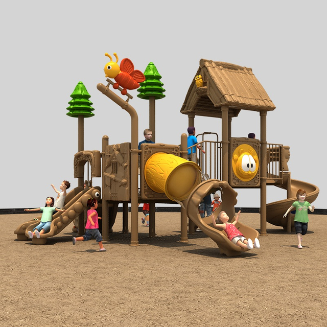 Equipo de juegos de diapositivas al aire libre resistente al clima con estilo de paja