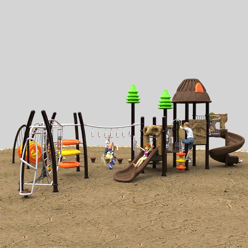 Diapositiva de juegos con temática de paja para diversión al aire libre natural