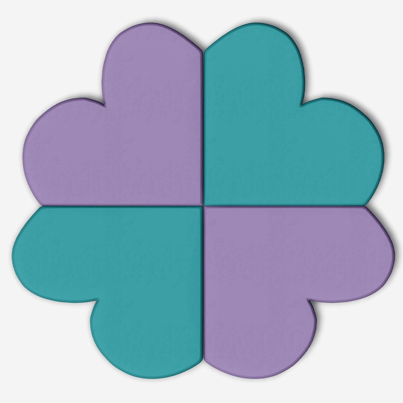 Alfombra de juego suave para interiores modular en forma de trébol