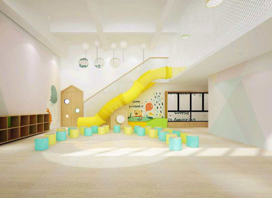 Tobogán de plástico + Diversión interior + Parque infantil