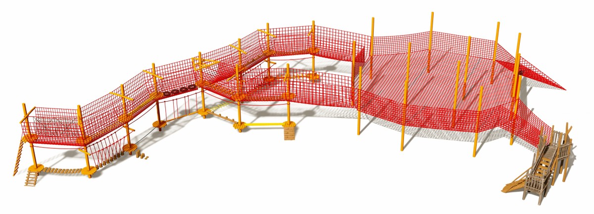 Exhibici&oacute;n panor&aacute;mica del escalador de trampol&iacute;n con red de cuerda para exteriores para ni&ntilde;os-2