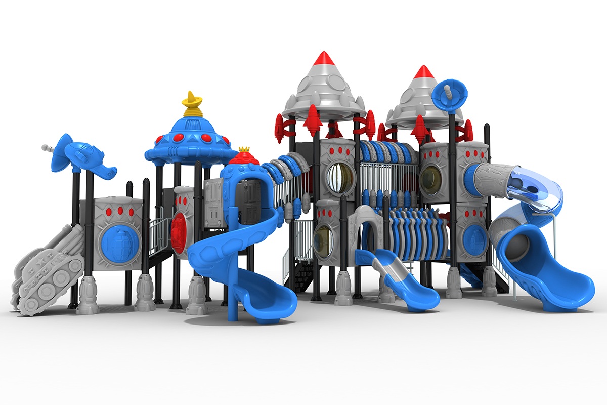 Playground al aire libre para niños con toboganes espaciales (2)