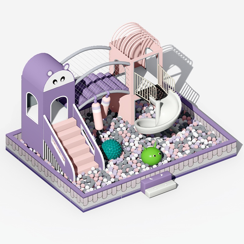 Equipo de área de juego suave interior personalizado con temática de hipopótamo 