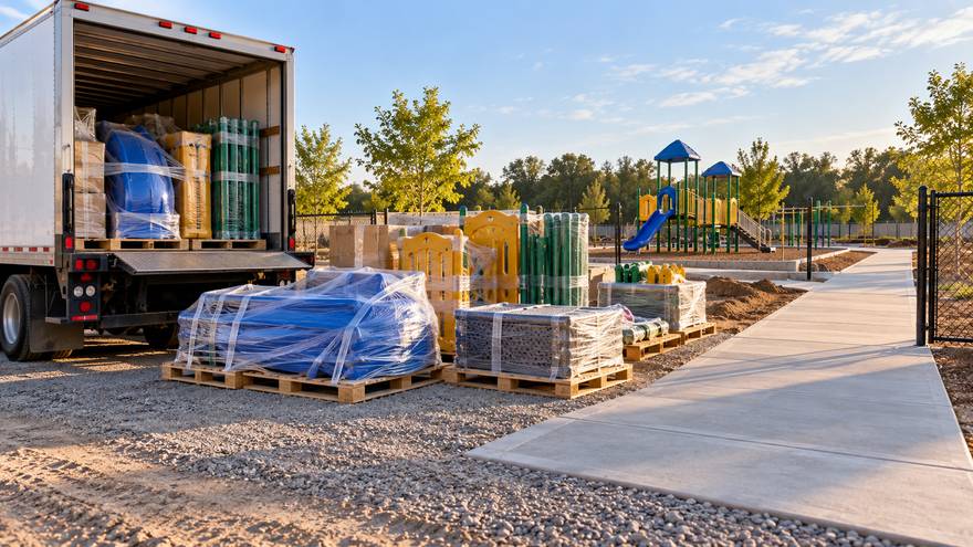 Concepto de presupuesto de entrega e instalaci&oacute;n de parques infantiles.