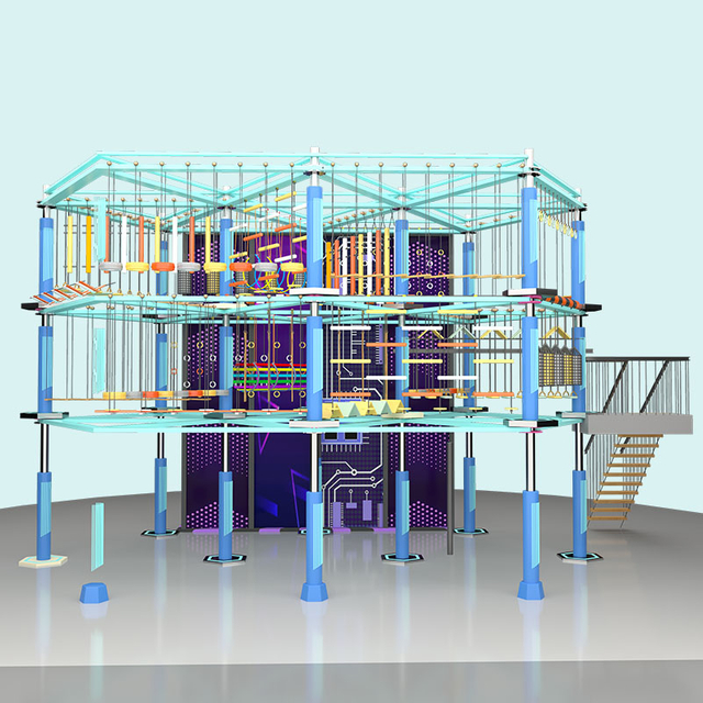 Curso de cuerdas altas bajo techo - Proveedor de juegos de aventura en centros comerciales