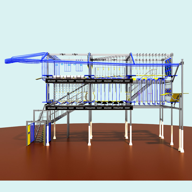 Curso comercial de cuerdas altas bajo techo para centros comerciales y campamentos juveniles