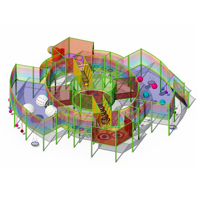 Juego de trampolín de cuerda y muro de escalada para niños