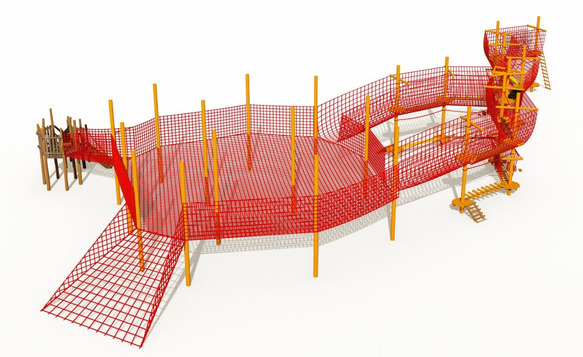 Exhibici&oacute;n panor&aacute;mica del escalador de trampol&iacute;n con red de cuerda para exteriores para ni&ntilde;os-2