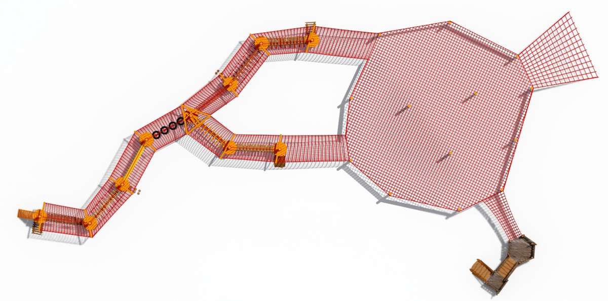 Exhibici&oacute;n panor&aacute;mica del escalador de trampol&iacute;n con red de cuerda para exteriores para ni&ntilde;os-5