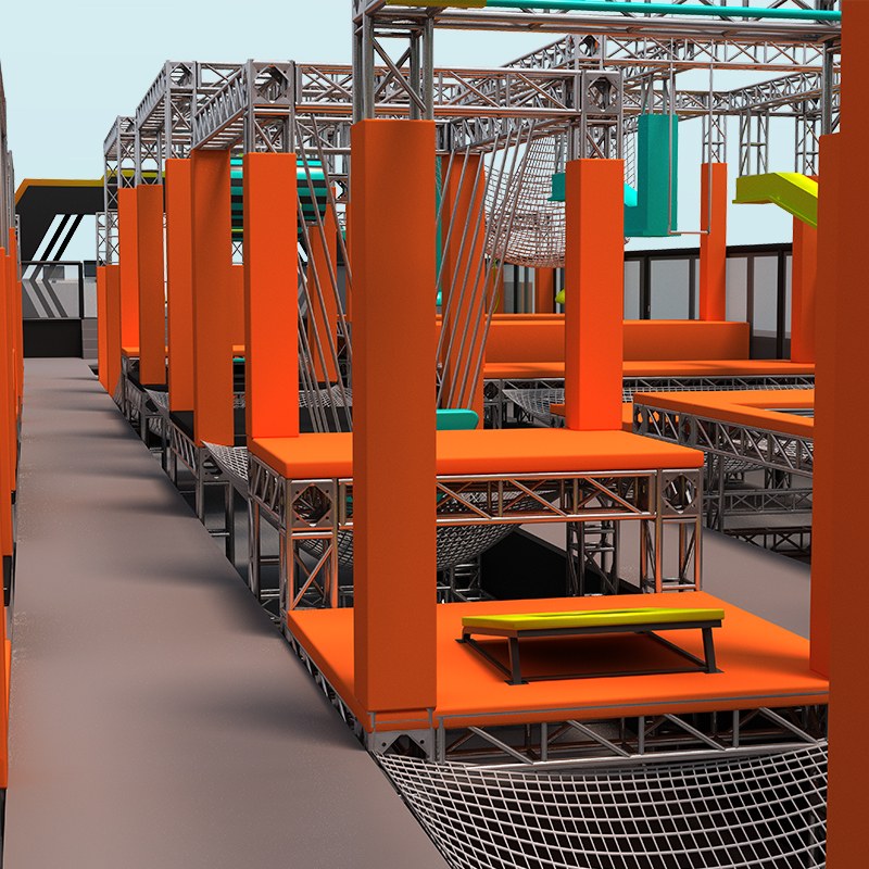 Equipo de parque deportivo cubierto: Conjunto de desafío de obstáculos valientes de Ninja Warrior