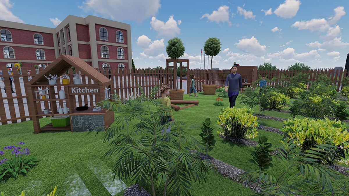 Jard&iacute;n de infantes, jard&iacute;n de juegos natural y cocina de juegos al aire libre, equipo de juegos infantiles