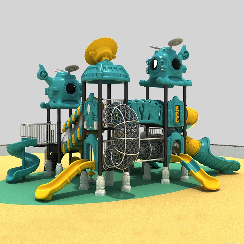 Diapositiva para el patio de recreo para niños con características de aventura galáctica