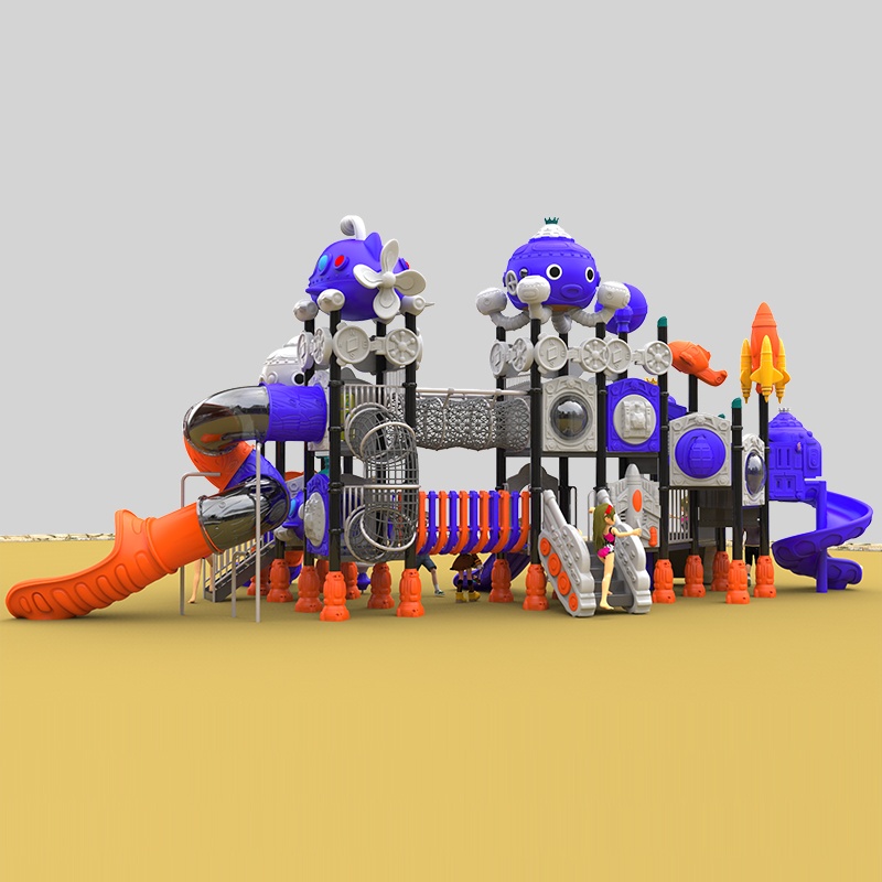 Safe Outdoor Playground con toboganes de juegos con cohetes