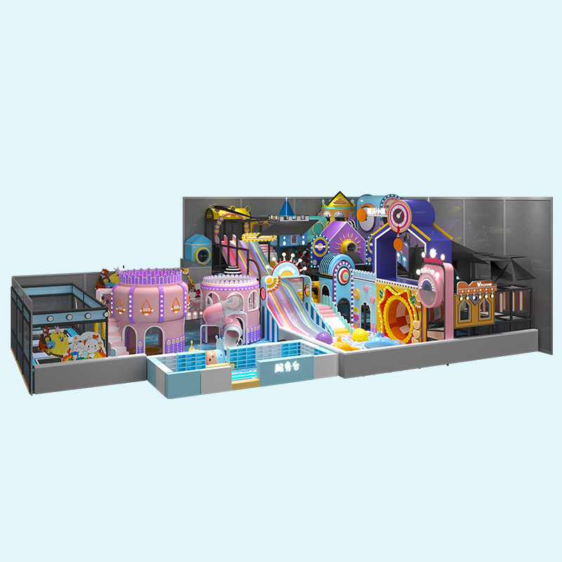 Patio de juegos interior con laberinto de colores pastel serie Macaron 