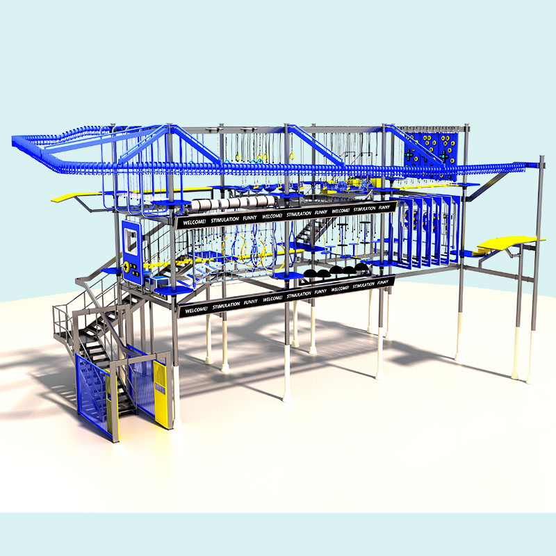 Curso comercial de cuerdas altas bajo techo para centros comerciales y campamentos juveniles